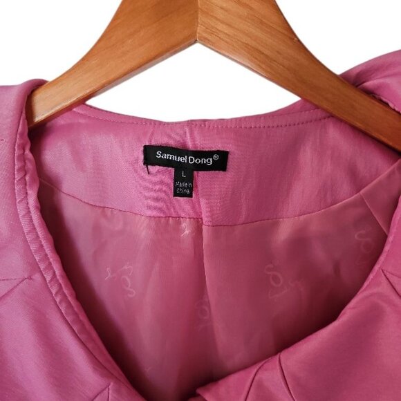 Samuel Dong Pink Glam Party Ruffle‎ 3/4 Sleeve Cropped Jacket L Large - Picture 7 of 13